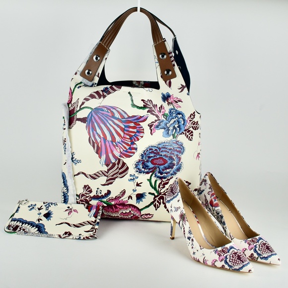 Tory Burch Rory Printed Tote In Multi Happy Times - Picture 2 of 16